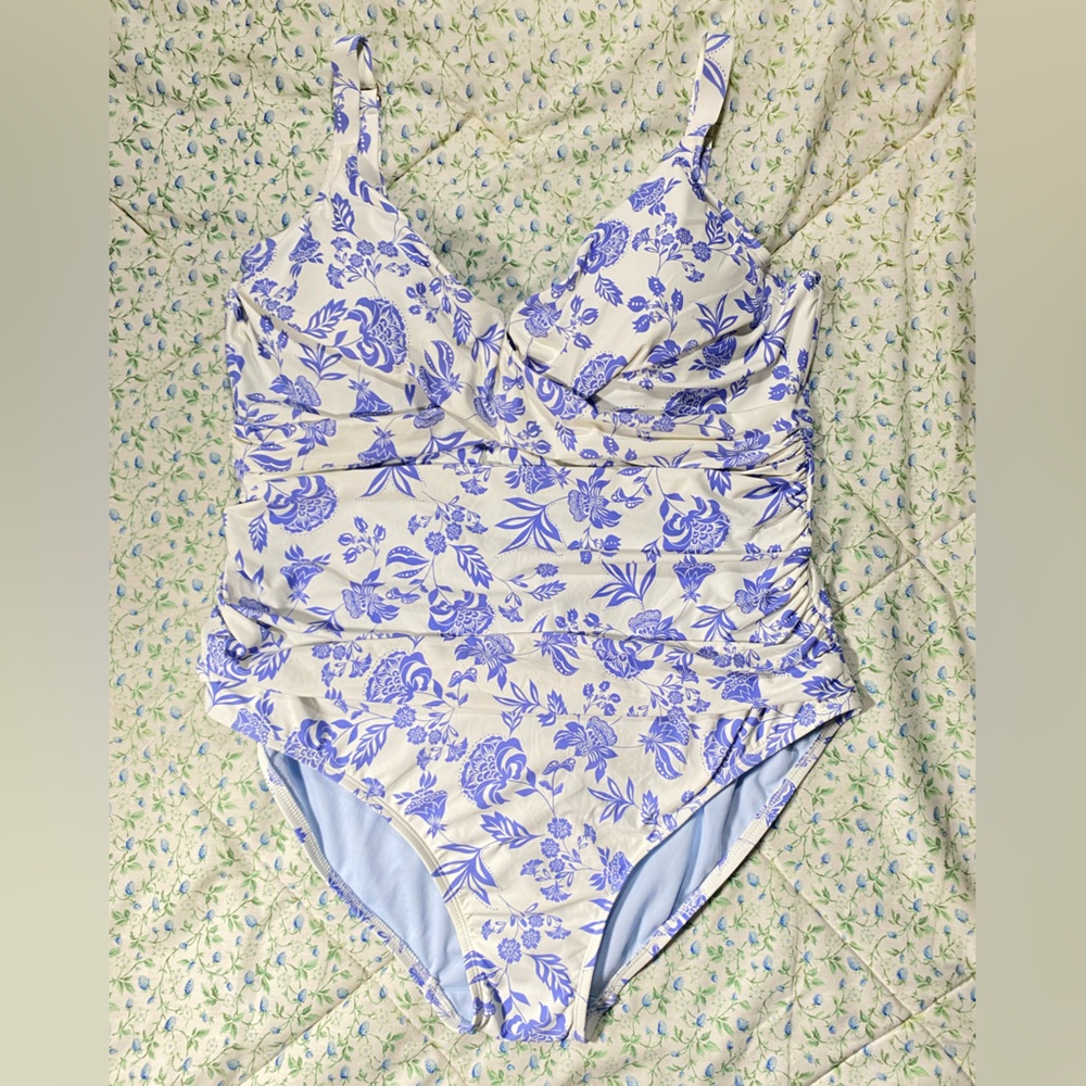 Catalina Blue and White Floral Swimwear